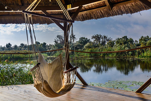 istock Chair hammock in the arbor on nature background 503578090