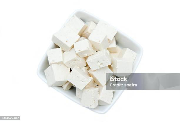 Photo libre de droit de Cubes De Tofu Mètres Bowl De Dessus banque d'images et plus d'images libres de droit de Tofu - Tofu, Objet ou sujet détouré, Aliment