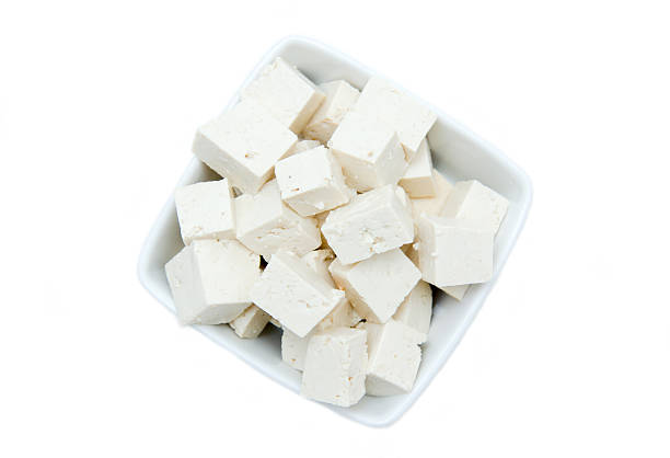 istock Cubes of tofu square bowl from above 503579482