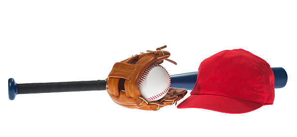 little league baseball, guantes, gorro y aluminio bat - baseball bat baseball little league baseballs fotografías e imágenes de stock