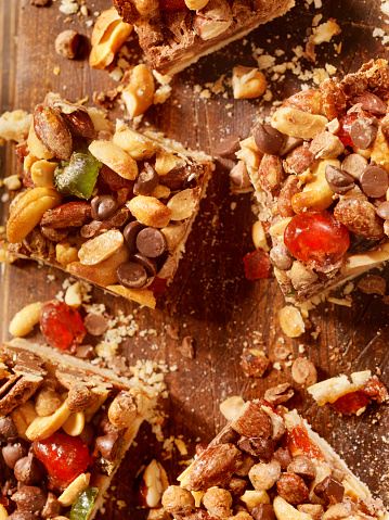Shortbread Squares with Candied Nuts, Fruit and Chocolate -Photographed on Hasselblad H3D2-39mb Camera