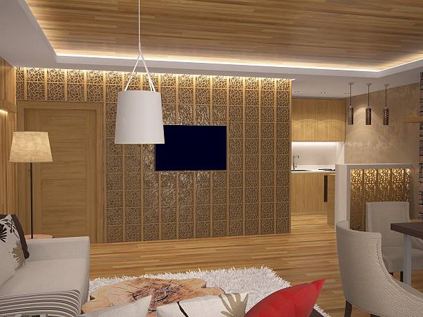 istock 3d rendering of a living room interior design 503584592