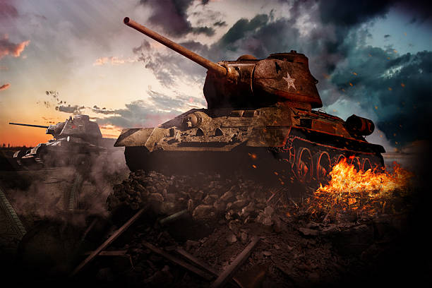 istock Two tanks destroyed in the area 503584948