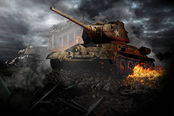 istock Two tanks destroyed in the area 503584966