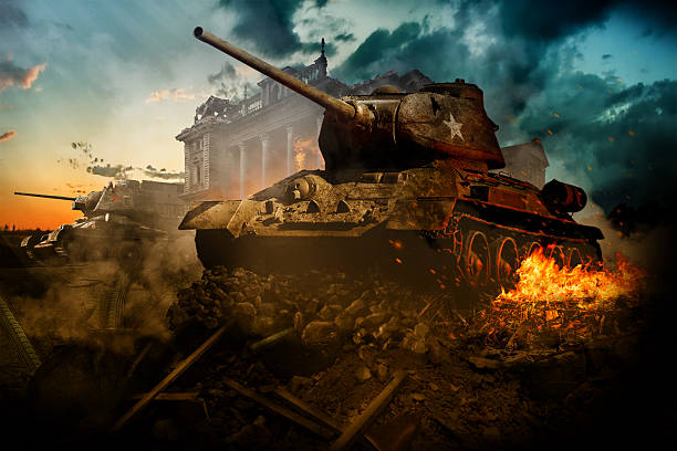 istock Two tanks destroyed in the area 503584982