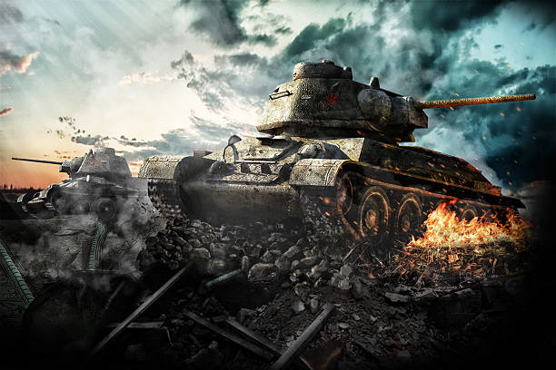 istock Two tanks destroyed in the area 503585016