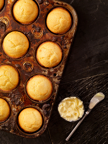 Corn Bread Muffins in Baking Tin  -Photographed on Hasselblad H3D2-39mb Camera