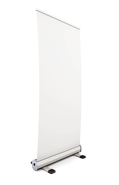 istock Blank roll up banner display isolated on white background. Templ 503585962