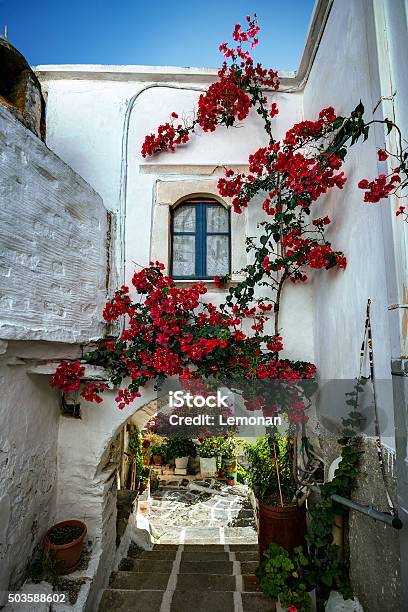 Picturesque Side Street With Arched Passage In Paros Island Greece Stock Photo - Download Image Now