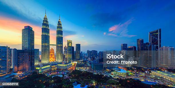 Kuala Lumper Skyline At Twilight Stock Photo - Download Image Now - Malaysia, Kuala Lumpur, Urban Skyline