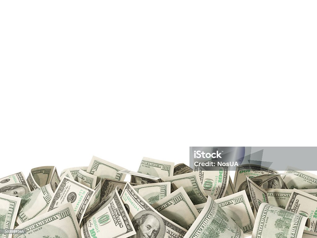 Haufen der 100-Dollar-Scheine isoliert auf weißem Hintergrund - Lizenzfrei Bildhintergrund Stock-Foto