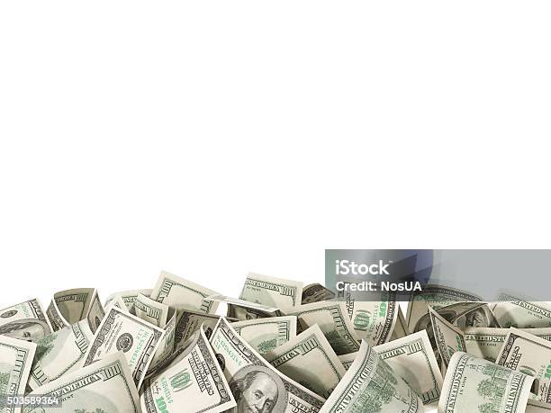 Haufen Der 100dollarscheine Isoliert Auf Weißem Hintergrund Stockfoto und mehr Bilder von Bildhintergrund