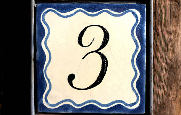 istock Number 3 Blue and White Ceramic Street Address Tile (Close-Up) 503589556