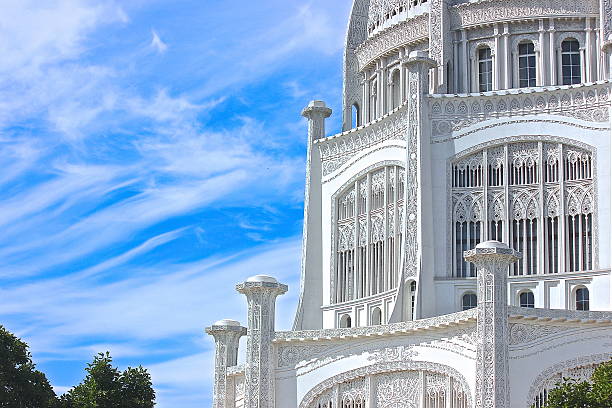 baha "casa di culto dome con vista parziale - new delhi delhi india marble foto e immagini stock