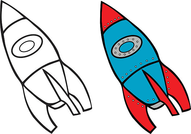 rocket livro de colorir - ilustração de arte em vetor