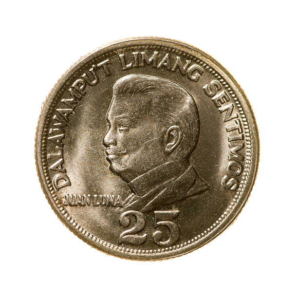 istock metal coins twenty-five cents Philippines isolated on white back 503590892