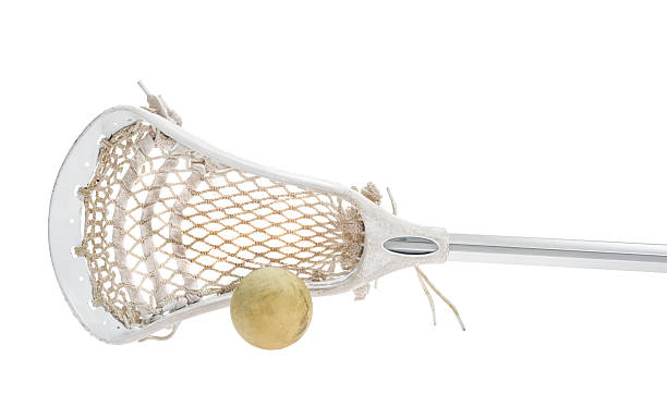 istock Lacross stick and ball on white background 503591818