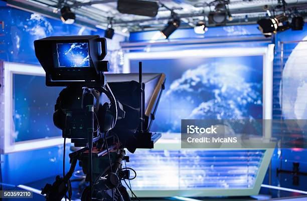 Video Camera Recording Show In Tv Studio Stock Photo - Download Image Now - Television Studio, Television Industry, Camera - Photographic Equipment