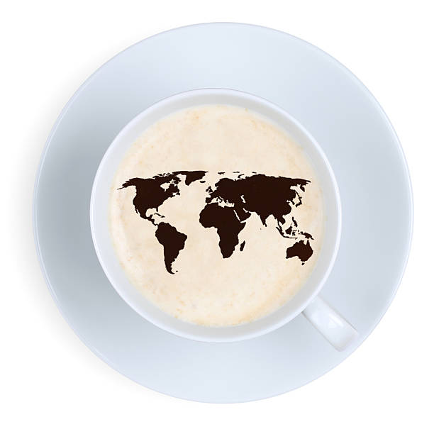 istock Coffee in cup earth world map isolated 503592292