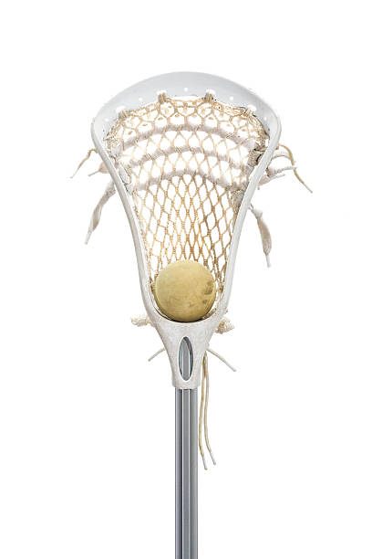 istock Lacross stick and ball on white background 503592604