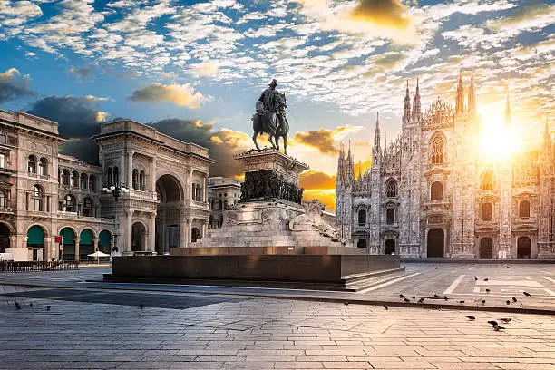 Duomo at sunrise, Milan, italy Europe.