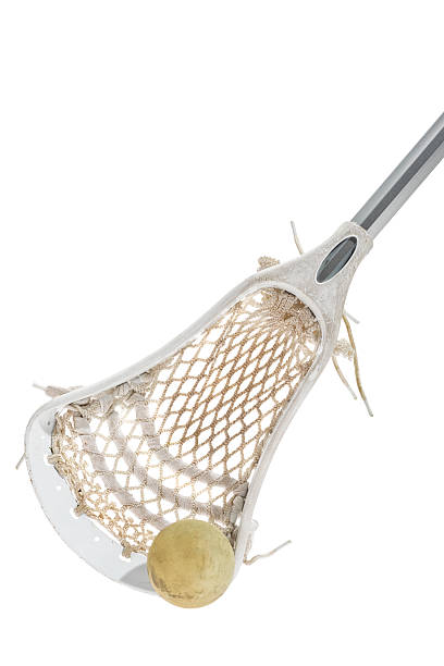 istock Lacross stick and ball on white background 503593398