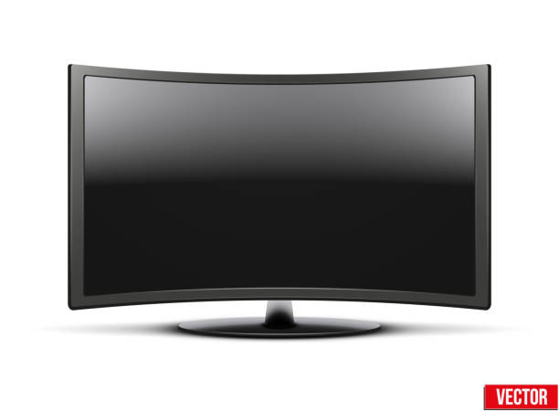 istock Frontal view of curved widescreen led or lcd tv monitor 503599543