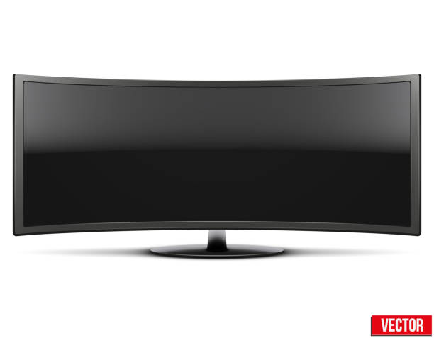 istock Frontal view of big curved widescreen led or lcd tv 503599551