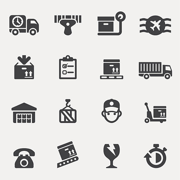 Logistics Silhouette icons | EPS10 Logistics Silhouette icons  warehouse clipart stock illustrations