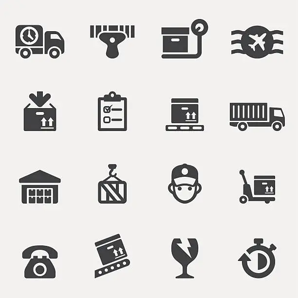 Vector illustration of Logistics Silhouette icons | EPS10