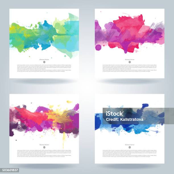 Set Of Vector Watercolor Template Stock Illustration - Download Image Now - Paintbrush, Backgrounds, Child