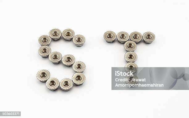 Alphabet S And T By Stainless Steel Hex Flange Nuts Stock Photo - Download Image Now