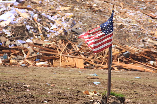 istock American Flag by Tornado Damage 503611420