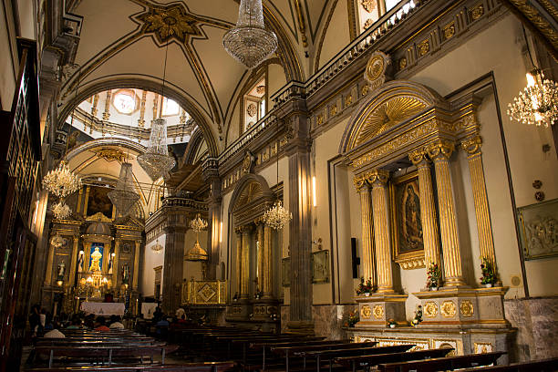 Inside of a Church, Mexico stock photo