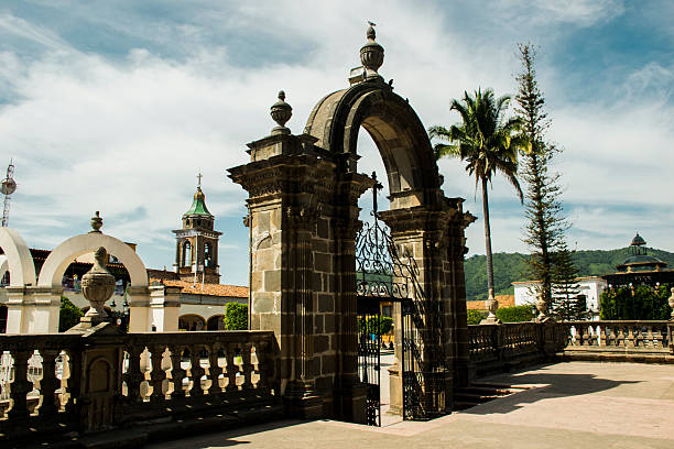 Church Door in a Magic Town, Mexico stock photo