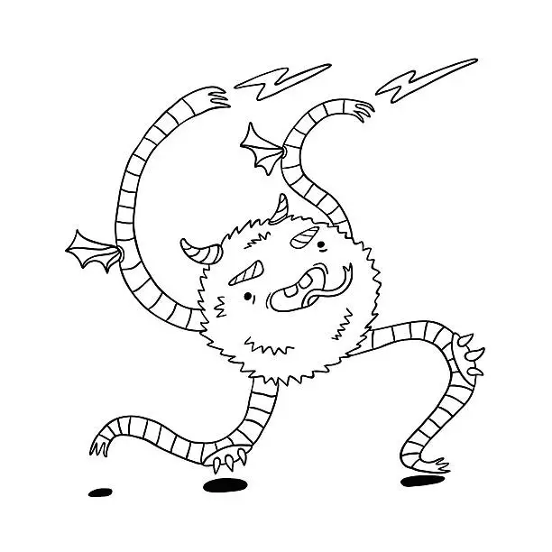 Vector illustration of Cute Outline Monster