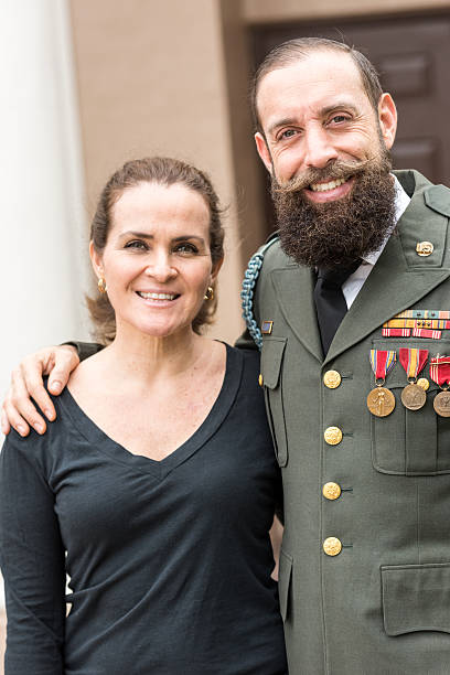 istock Mature Army Officer Posing With His Wife 503612366
