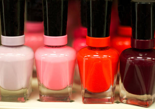istock Bottles of Bright Nail Polish in a Row (Close-Up) 503618370