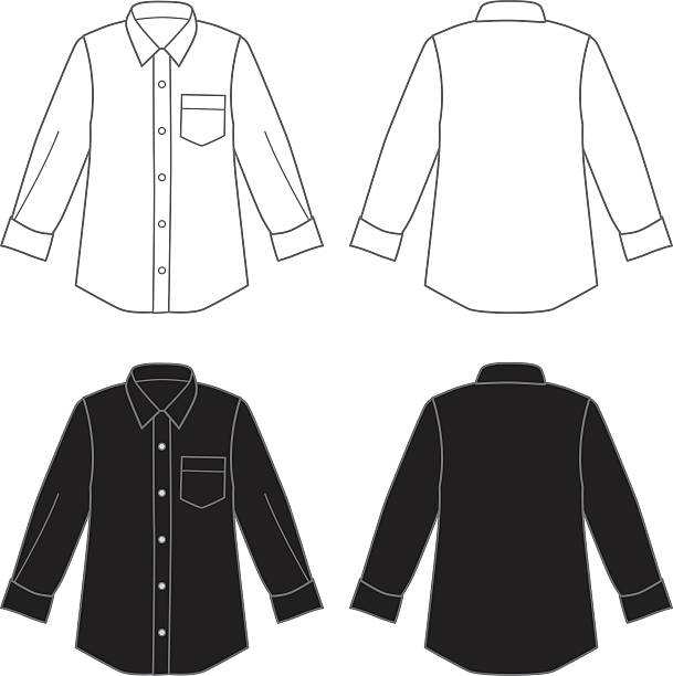 Dress Shirts Vector illustration of two dress shirts form the front an back. One white and one white. white long sleeve shirt stock illustrations