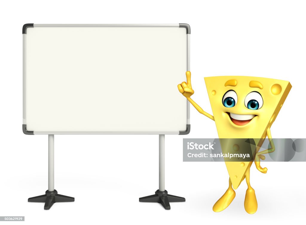 Cheese Character with display board Cartoon Character of Cheese with display board Blue Cheese Stock Photo