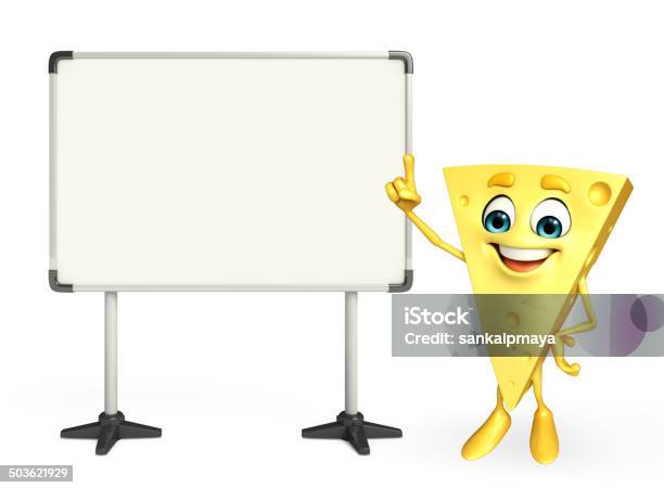 Cheese Character With Display Board Stock Photo - Download Image Now - Blue Cheese, Burger, Cartoon