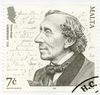 Postage stamp Malta 2005 printed in Malta shows Hans Christian Andersen (1805-1875), a writer, circa 2005