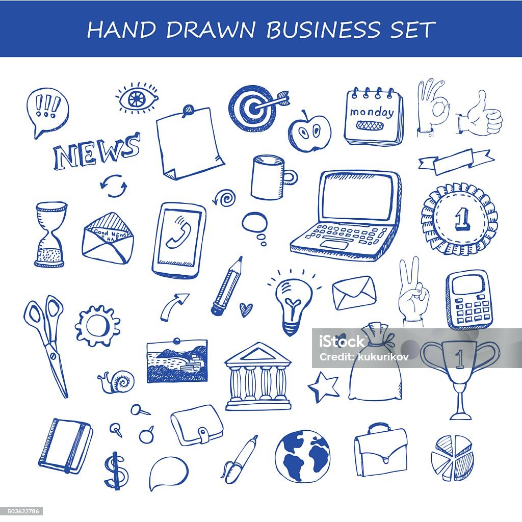 Set of business hand drawn vector design elements big set et of business hand drawn vector design elements Doodle stock vector