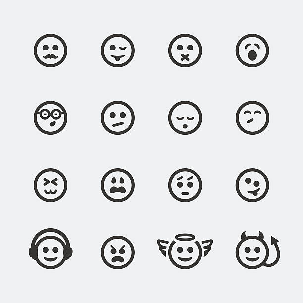 wektor uśmiech mini ikony zestaw#2 - smiley face audio stock illustrations