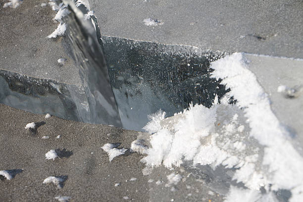 istock Formation of ice on the river, a natural background 503625056