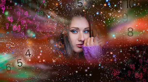 istock Woman's face, magic of figures, numerology 503625736