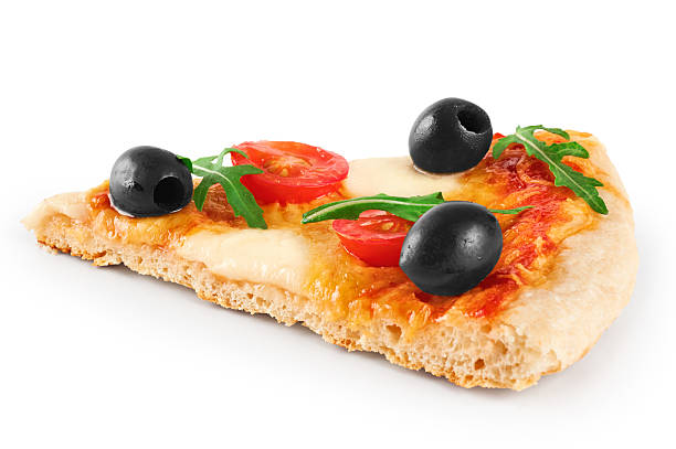 istock Piece of pizza with mozzarella and arugula. Vegetarian pizza. 503626212