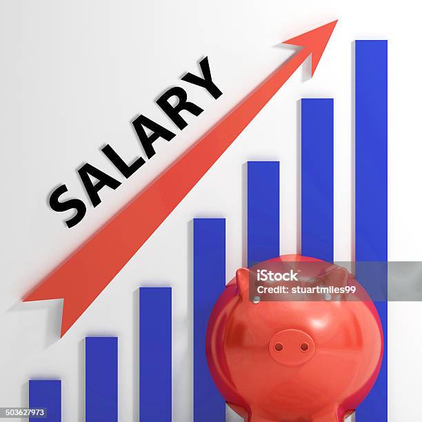 Salary Graph Shows Increase In Work Earnings Stock Photo - Download Image Now - Finance, Graph, Growth