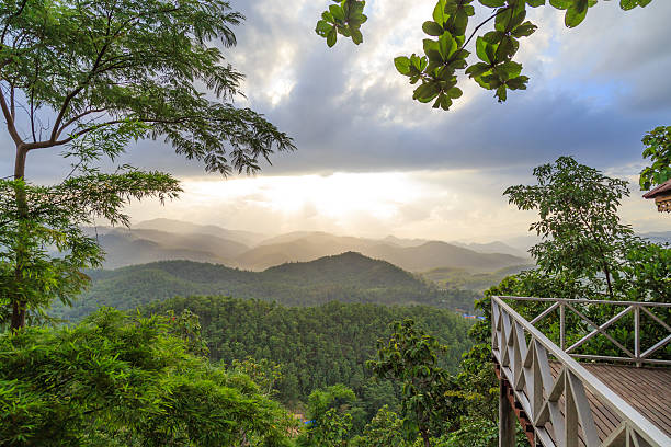 istock the layer of moutain with sun light 503628351