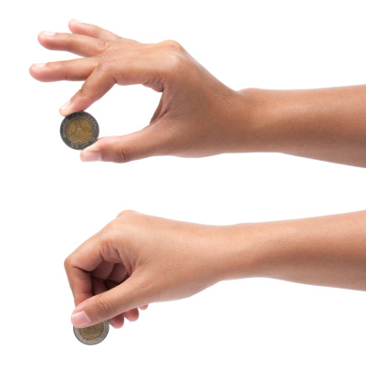 Hands with coins